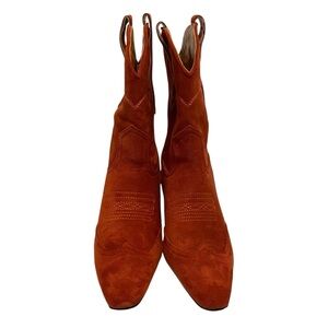 Orange Swirl Suede Cowboy Boots